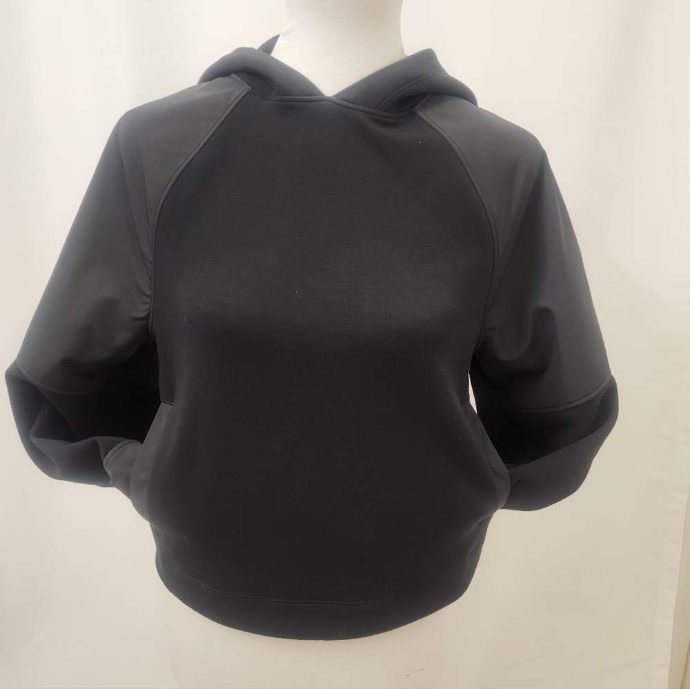 Athleta Black Cropped Hoodie – Modal Blend, Size XS